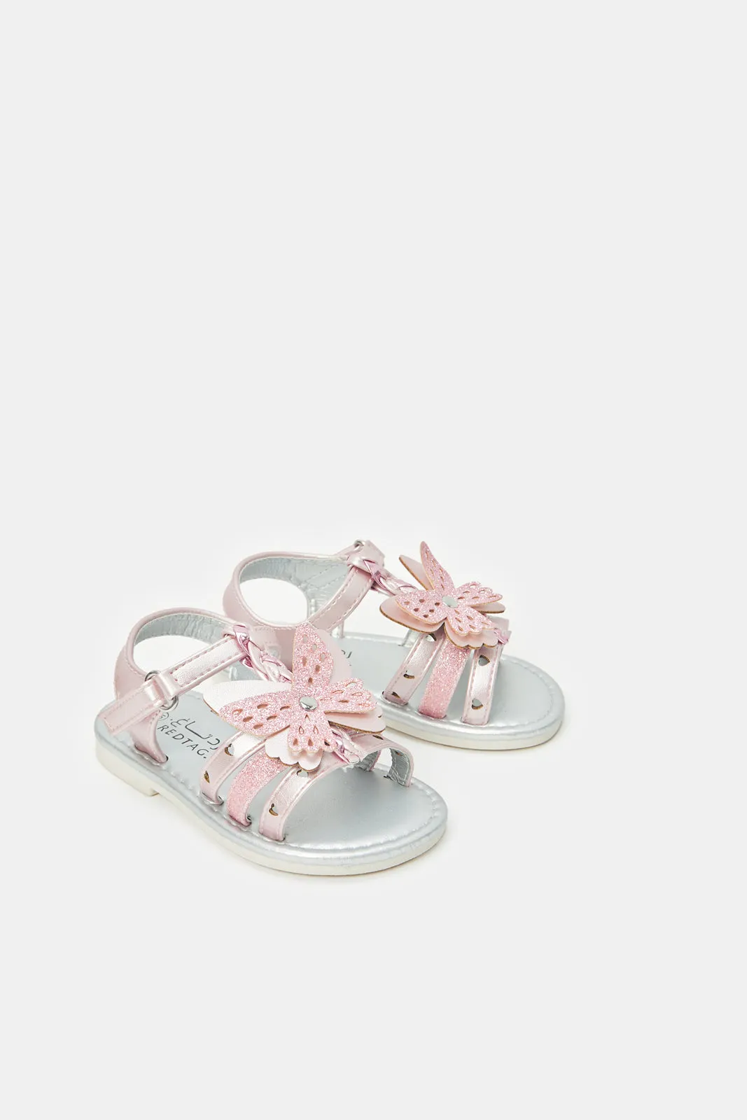 Girls Pink Butterfly Embellishment Sandal