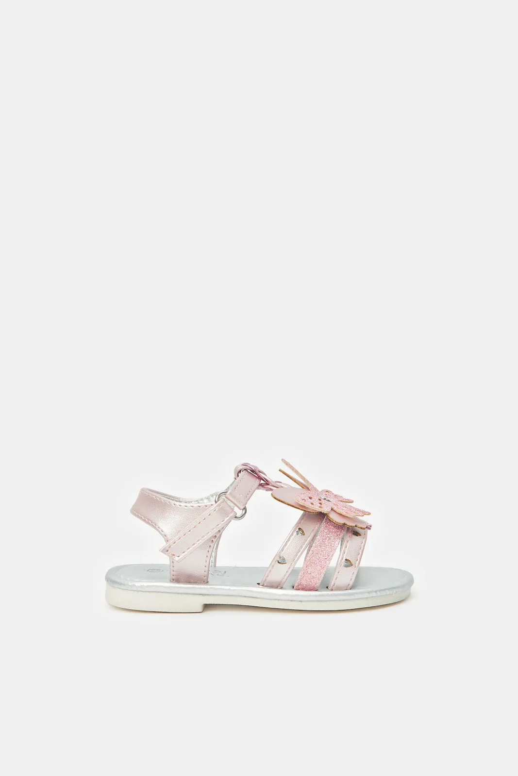 Girls Pink Butterfly Embellishment Sandal