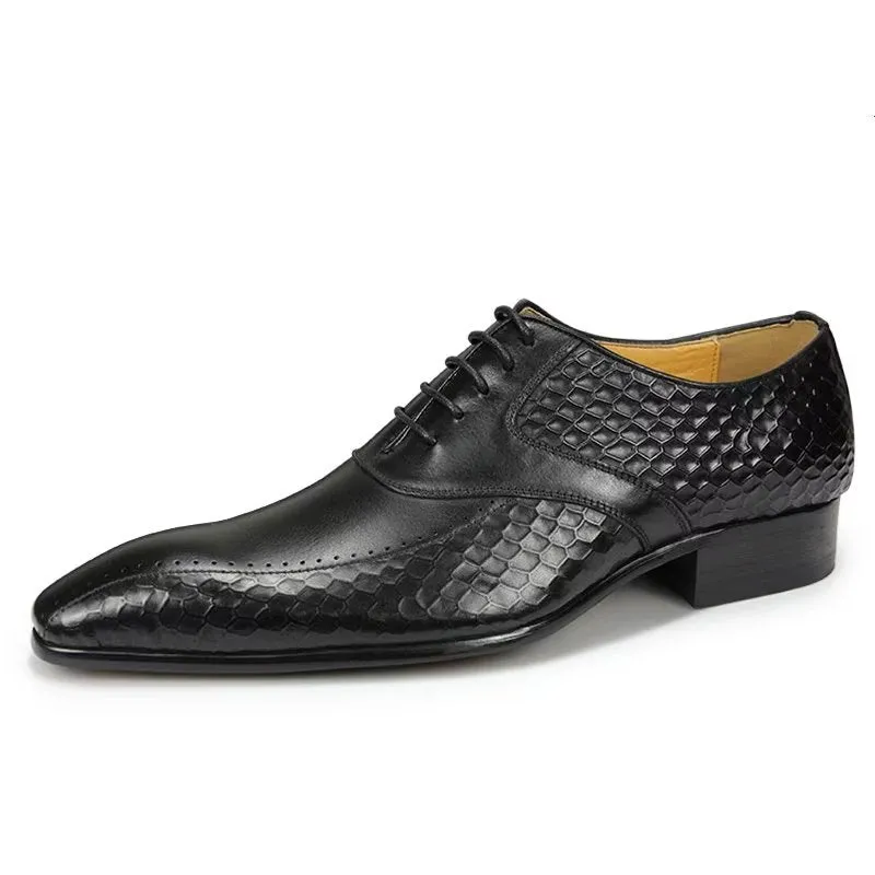 GroomLuxe Classy Brogue Leather Wedding Shoes