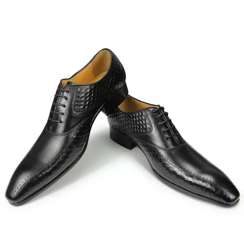 GroomLuxe Classy Brogue Leather Wedding Shoes