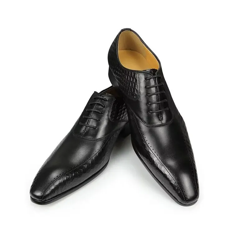 GroomLuxe Classy Brogue Leather Wedding Shoes