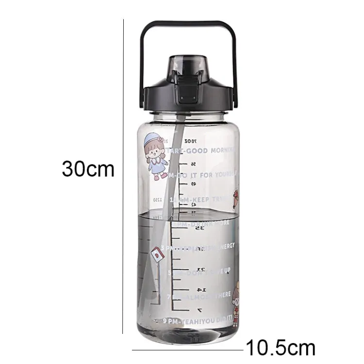 GYBL4503 2000ml Large-capacity Outdoor Sports Water Bottle with Straw, Spec: Purple Stickers