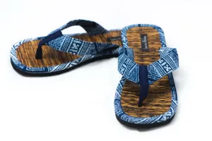 Hmong Print and Natural Reed Sandals