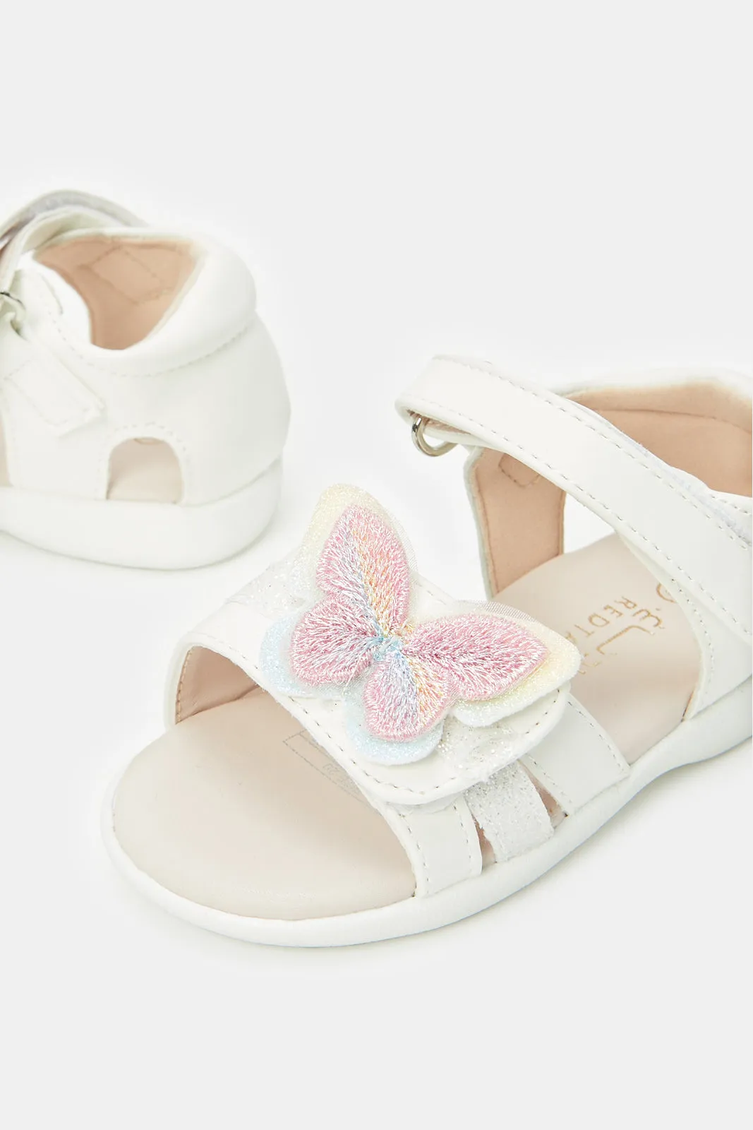 Infant Girls Cream Butterfly Sandals