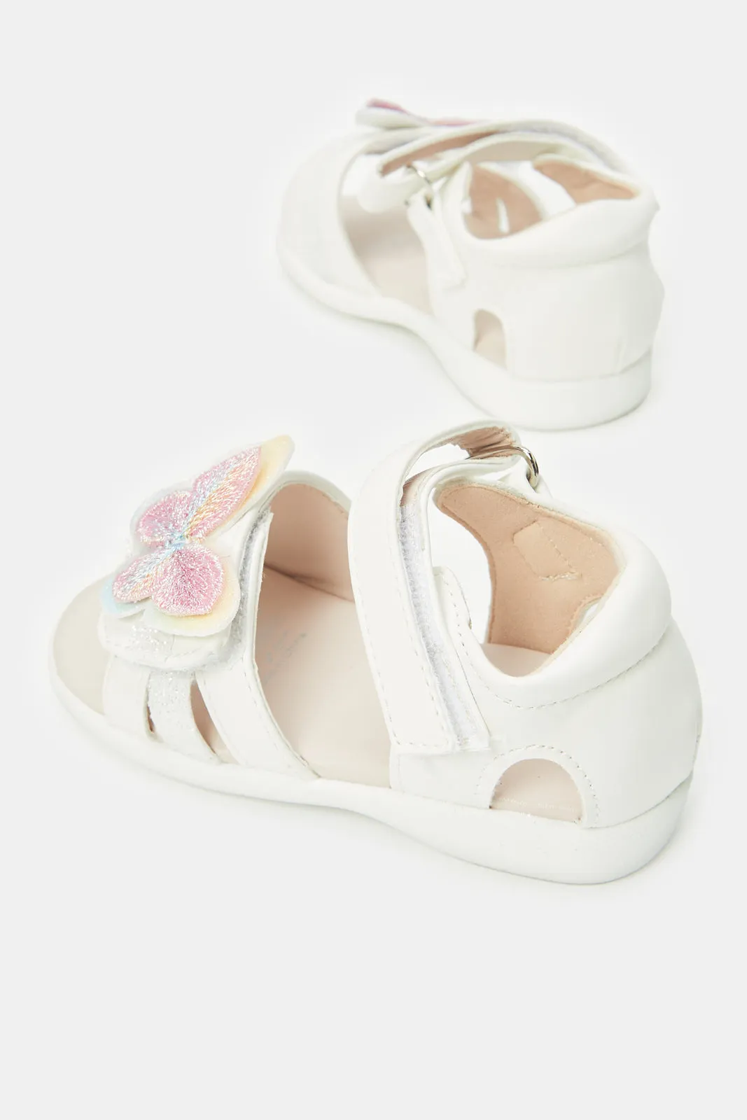 Infant Girls Cream Butterfly Sandals