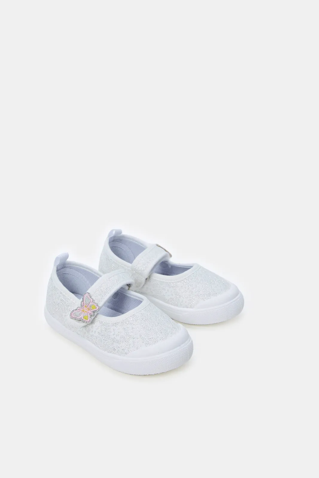 Infant Girls White Lace Velcro Pump