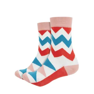 Jagged Printed Crew Length Socks