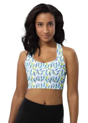 Longline sports bra - Birds of a Feather - White