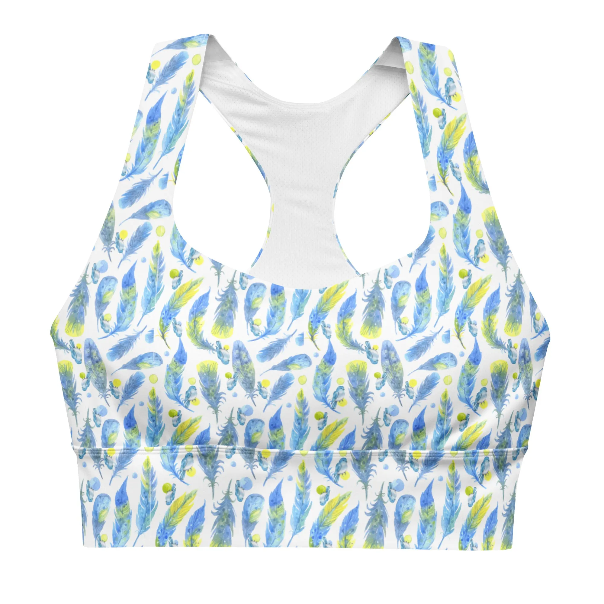 Longline sports bra - Birds of a Feather - White