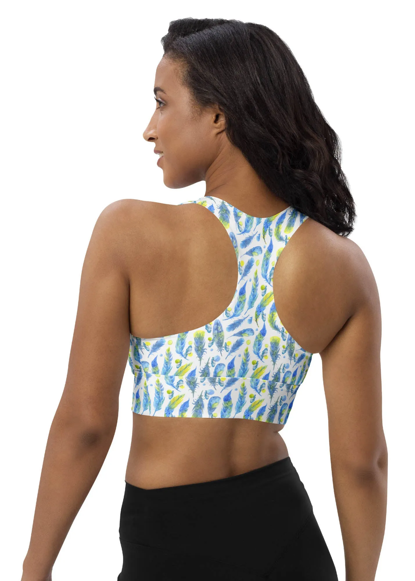 Longline sports bra - Birds of a Feather - White