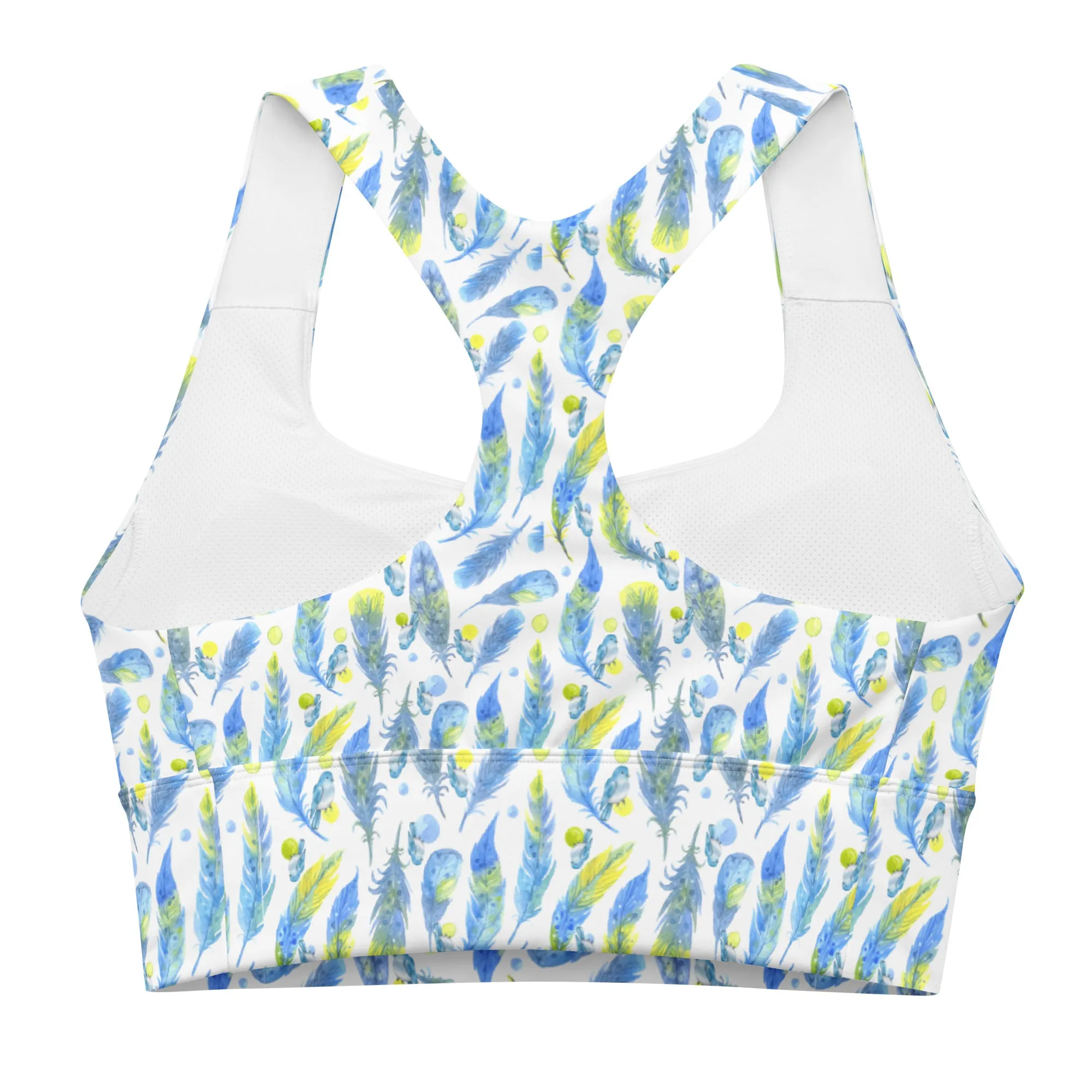 Longline sports bra - Birds of a Feather - White