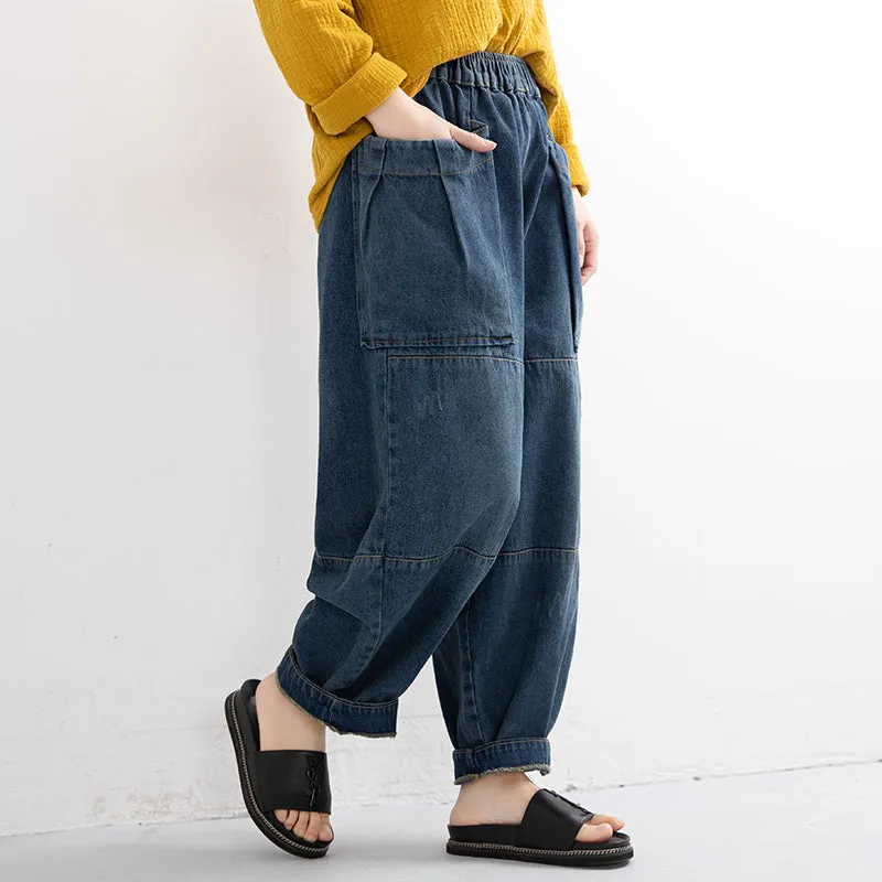 Loose Women Retro Haram Denim Pants