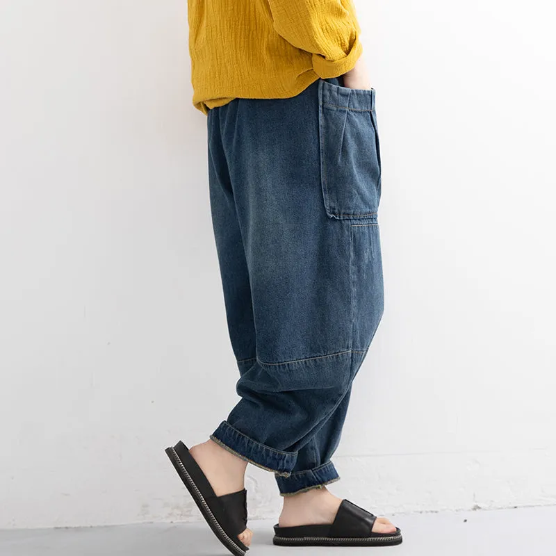 Loose Women Retro Haram Denim Pants