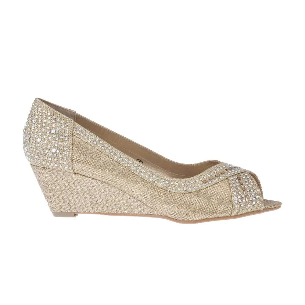 Low Wedge Open Toe Diamante Shoe