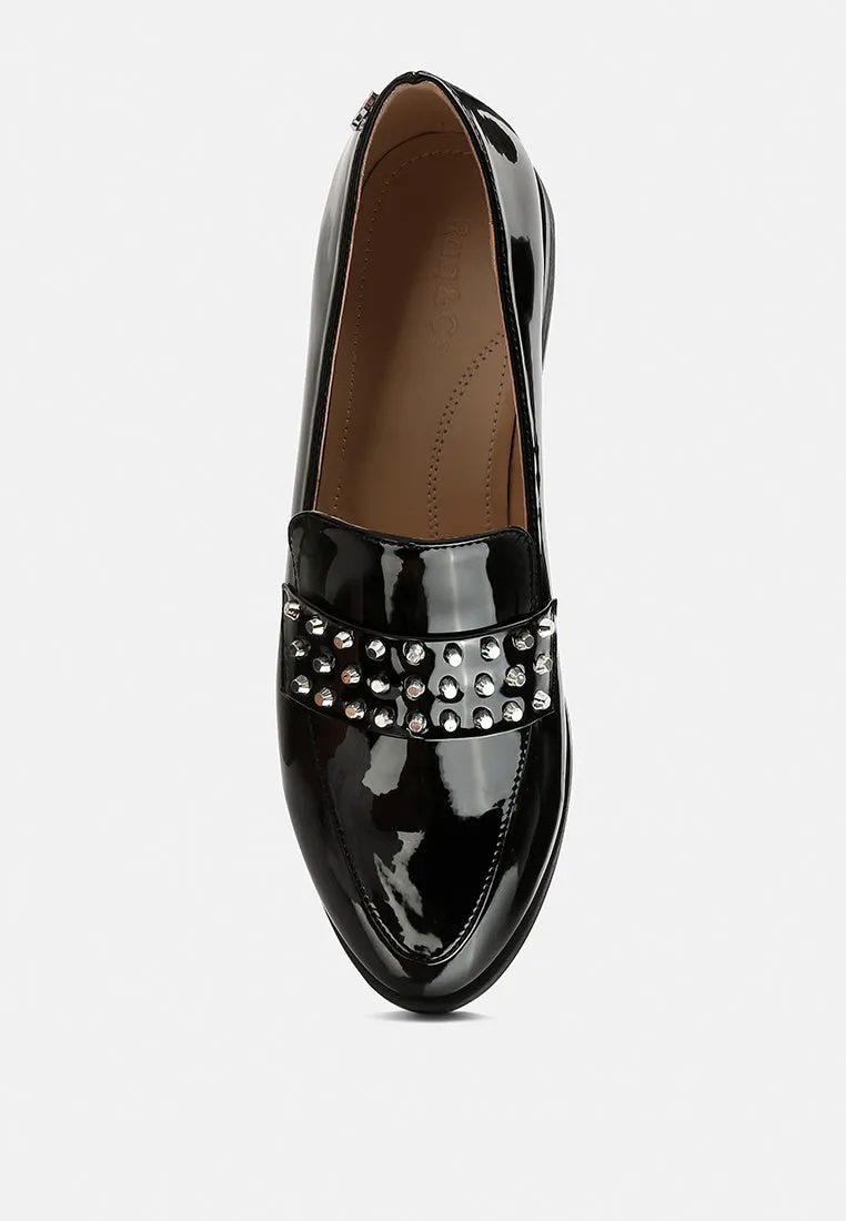 Meanbabe Semicasual Stud Detail Patent Loafers