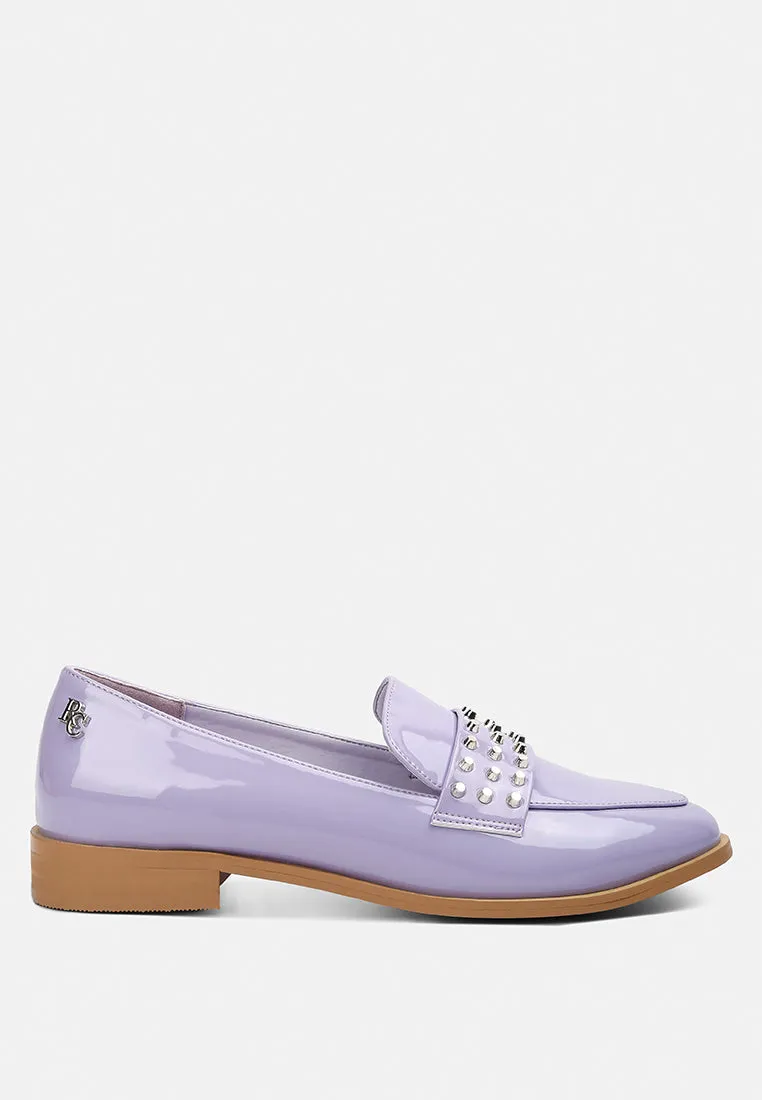 Meanbabe Semicasual Stud Detail Patent Loafers