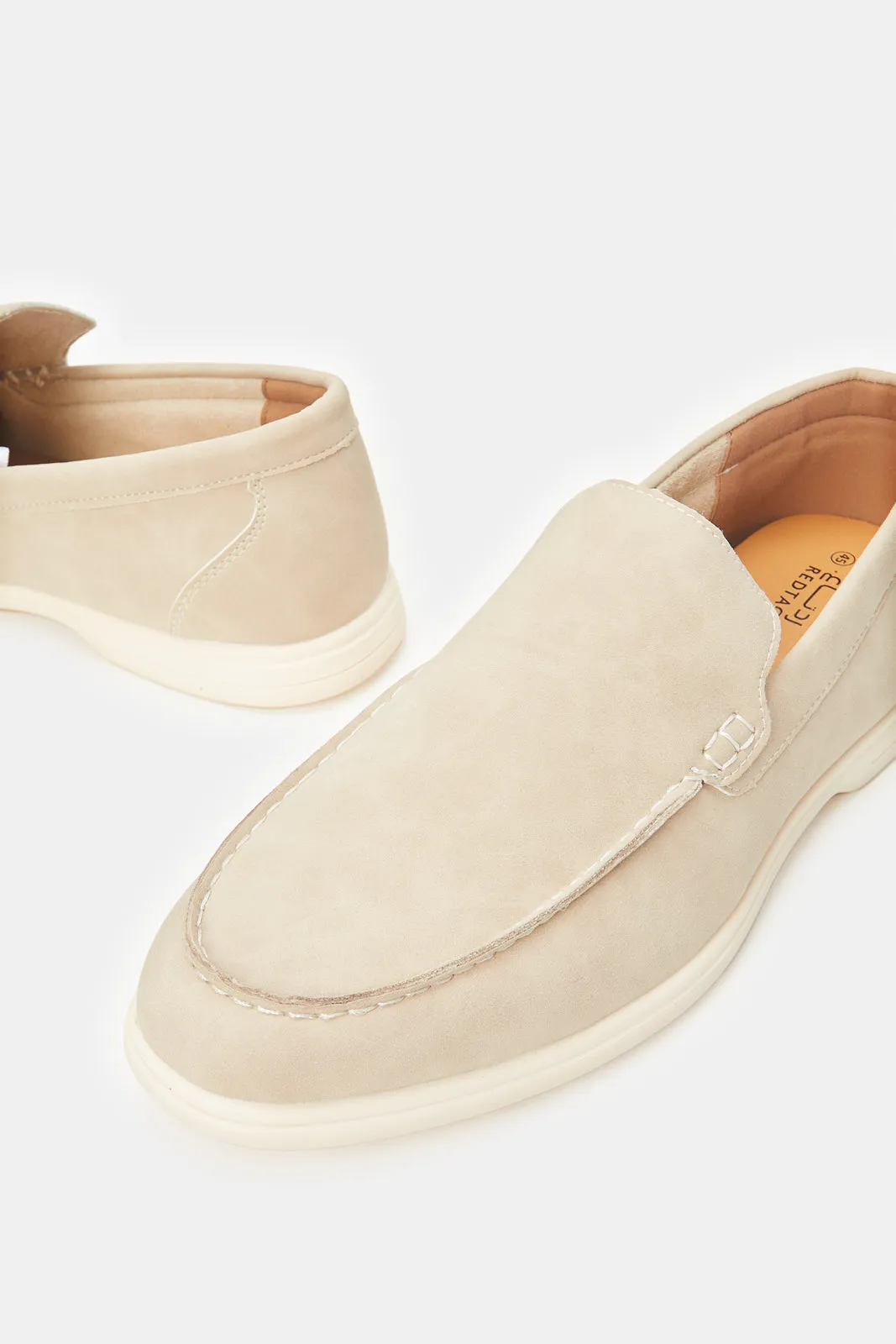 Men Beige Plain Loafers