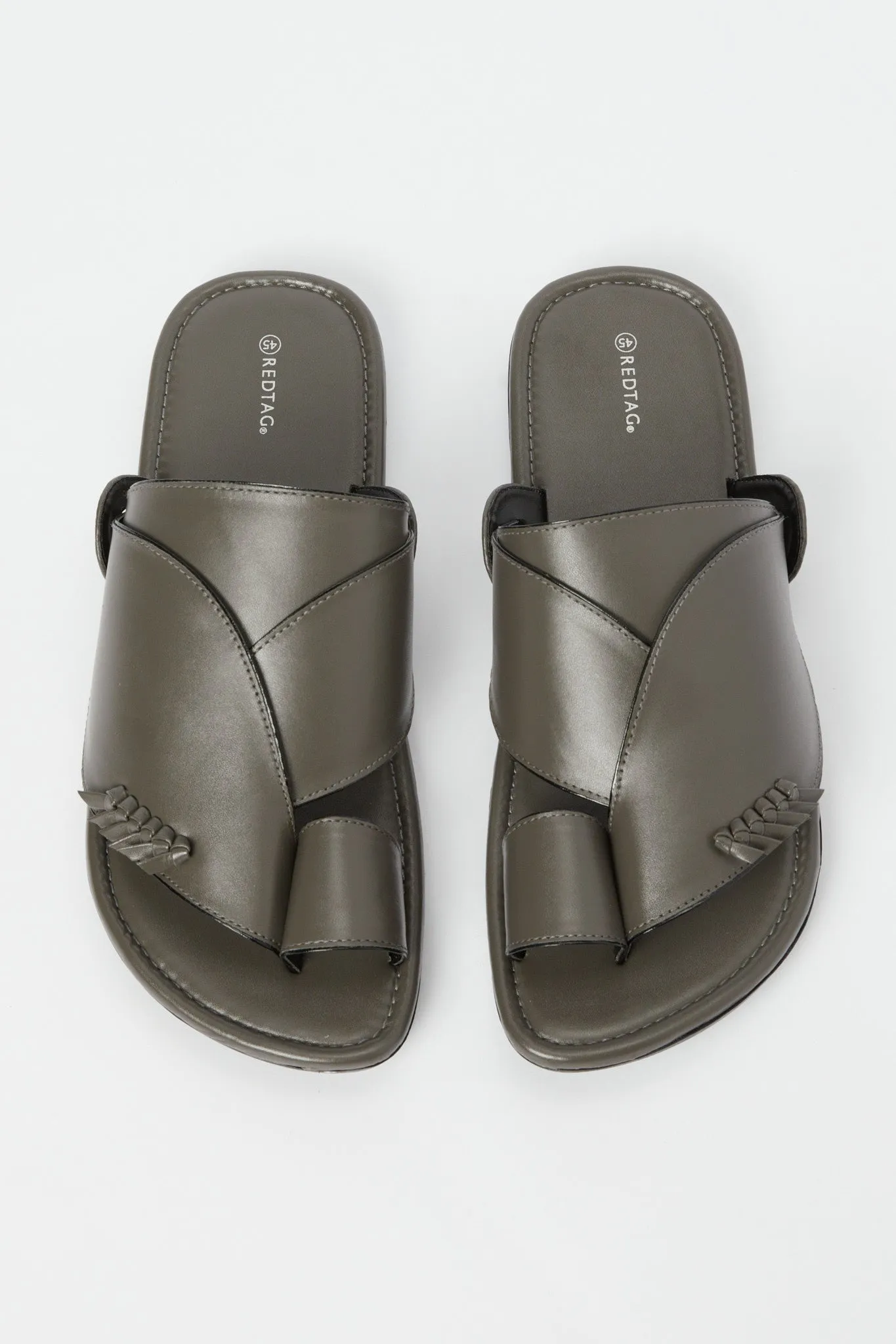 Men Grey Plain Traditional Sandal