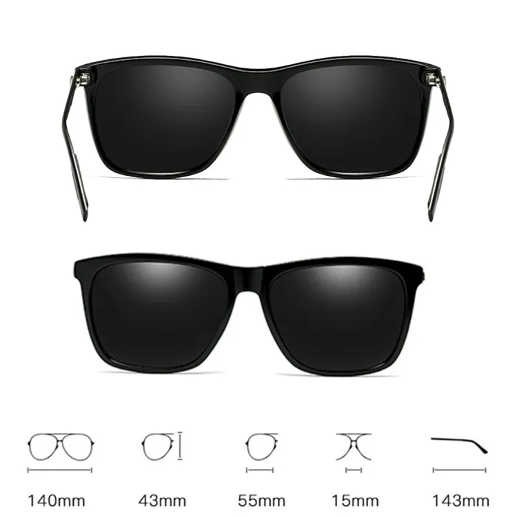 Men Retro Fashion Aluminum Magnesium Frame UV400 Polarized Sunglasses (Black Tarnish  Grey)