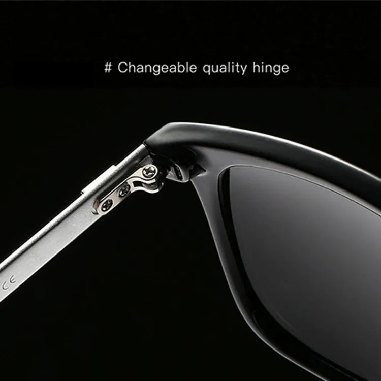 Men Retro Fashion Aluminum Magnesium Frame UV400 Polarized Sunglasses (Black Tarnish  Grey)