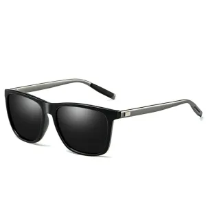 Men Retro Fashion Aluminum Magnesium Frame UV400 Polarized Sunglasses (Black Tarnish  Grey)