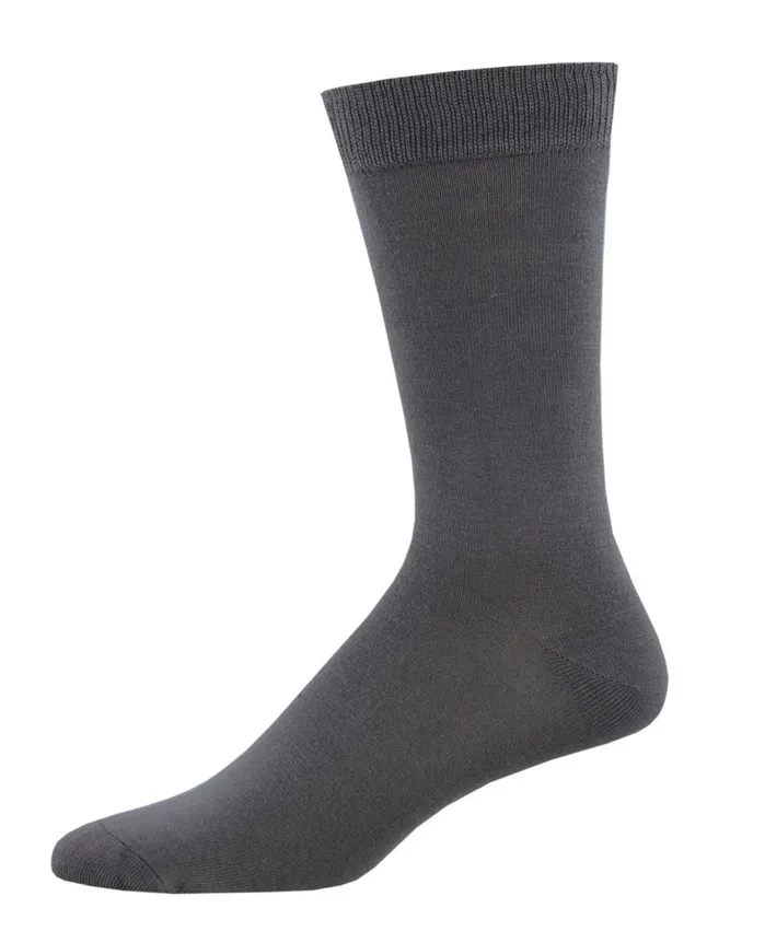 Men's Bamboo Solid Crew Sock -Charcoal