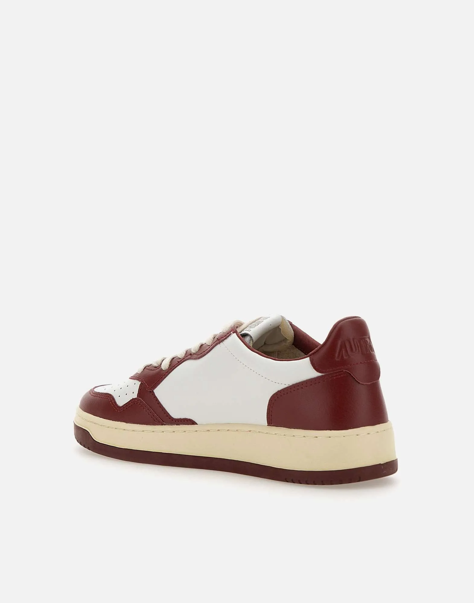 Men's Burgundy and White Leather Sneakers