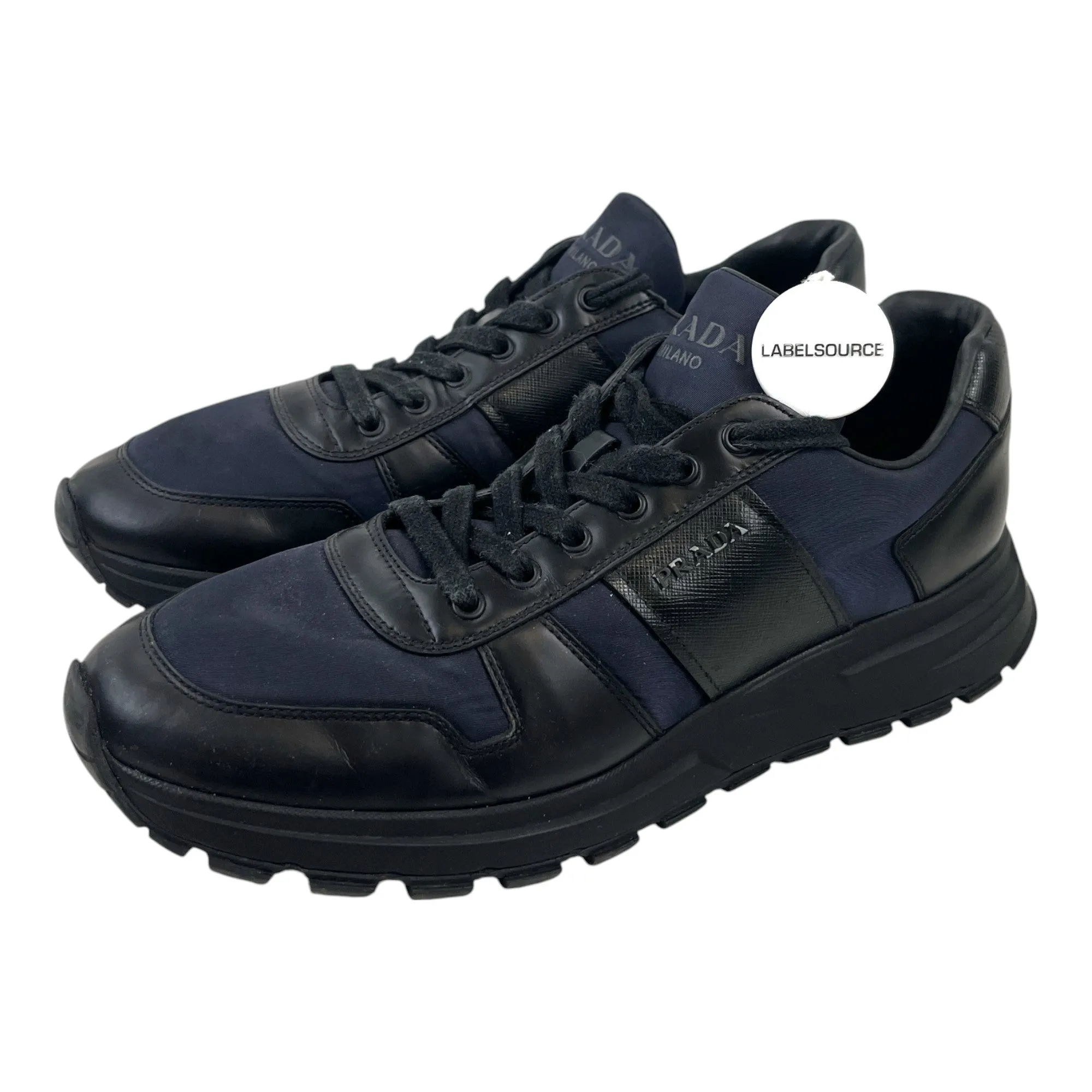 Men's Nylon Logo Low Trainers Navy Size EU 43 / UK 9