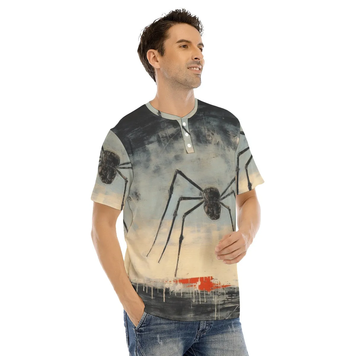 Men's Short Sleeve T-shirt With Button Closure #y145