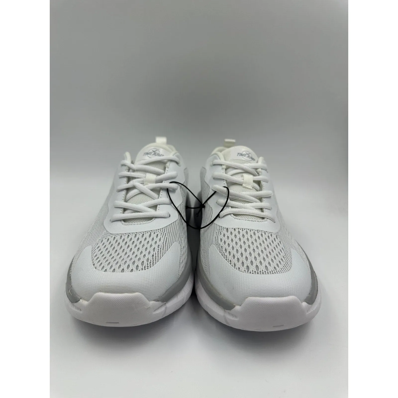 Men's Size 9.5 White Low Top Running Sneakers with Gray Accents