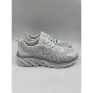 Men's Size 9.5 White Low Top Running Sneakers with Gray Accents