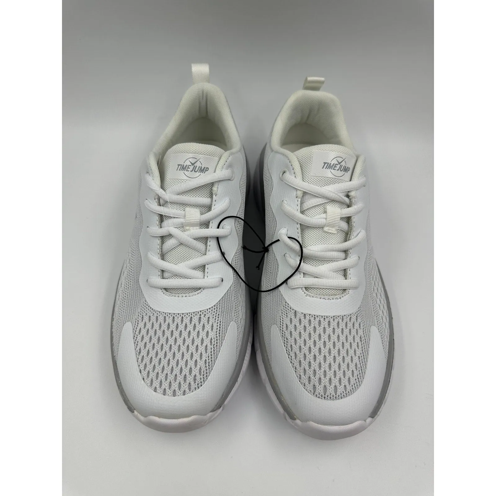 Men's Size 9.5 White Low Top Running Sneakers with Gray Accents