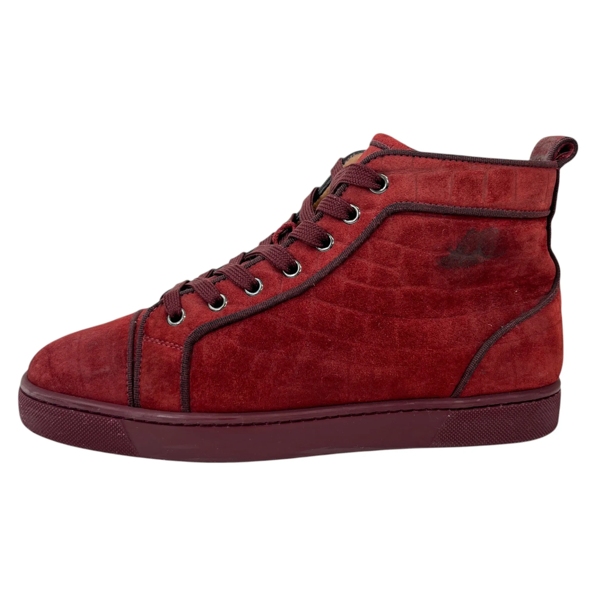 Men's Suede Croc Effect High Trainers Burgundy Size EU 40 / UK 6