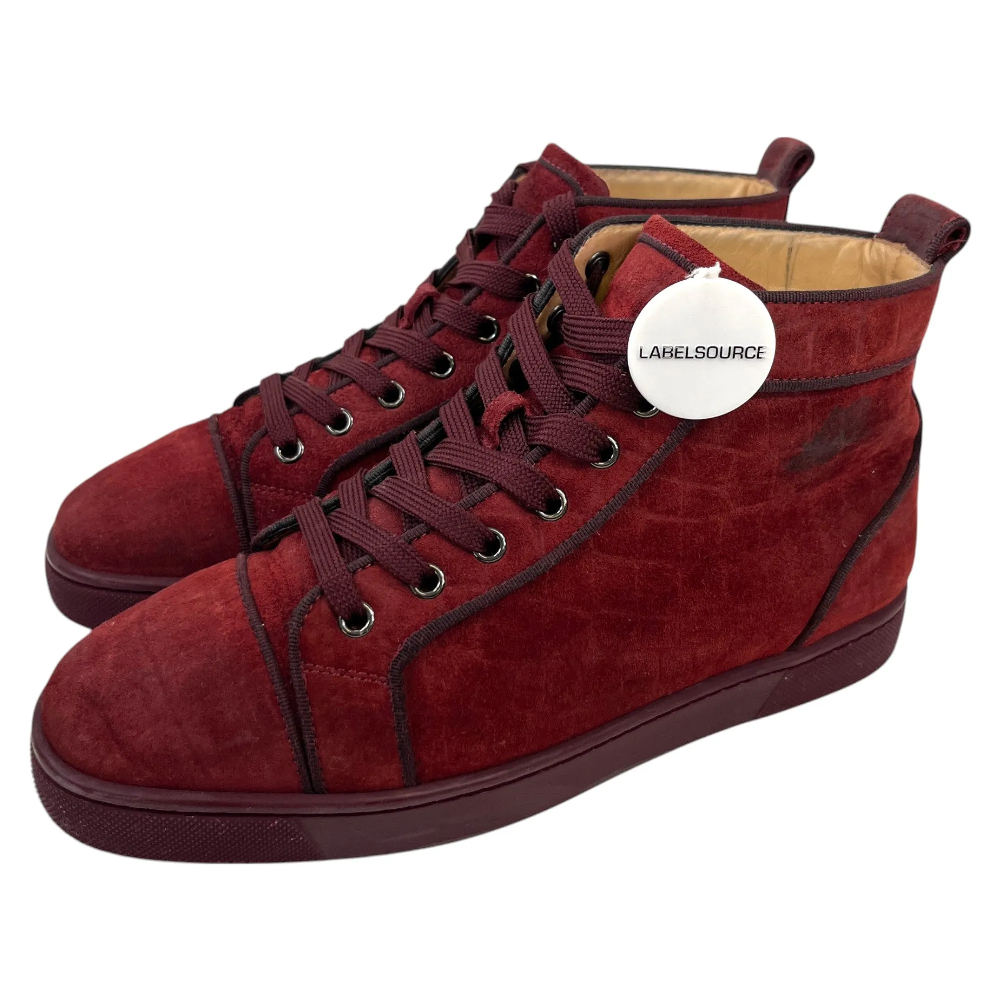 Men's Suede Croc Effect High Trainers Burgundy Size EU 40 / UK 6