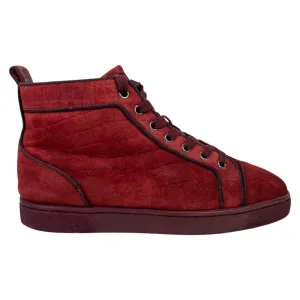 Men's Suede Croc Effect High Trainers Burgundy Size EU 40 / UK 6