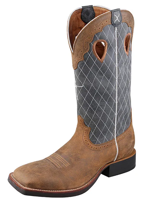 Men’s Twisted X Ruff Stock Boot Bomber/Blue Square Toe Boot