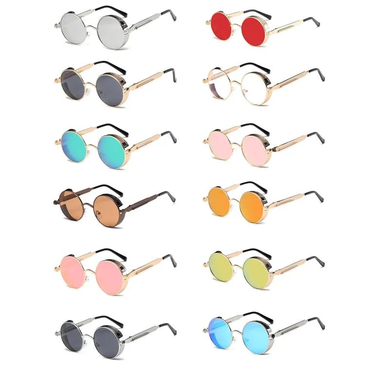 Metal Round Frame Steampunk Retro Sunglasses for Men Women(5)