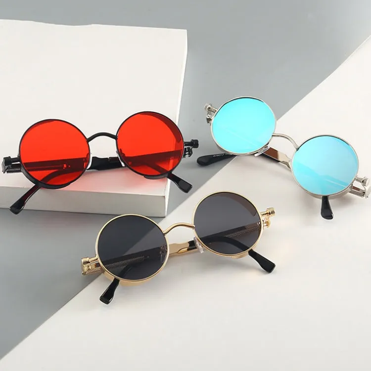 Metal Round Frame Steampunk Retro Sunglasses for Men Women(5)