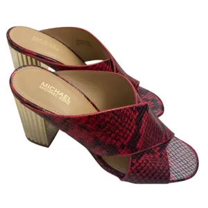 MICHAEL KORS Porter Mules Snakeskin Red Gold SIZE 36