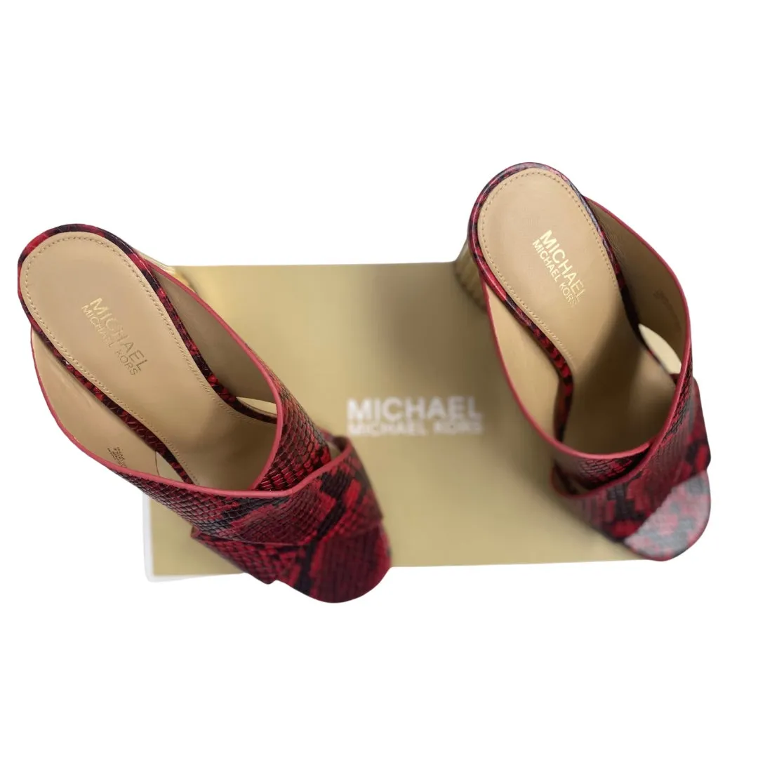 MICHAEL KORS Porter Mules Snakeskin Red Gold SIZE 36