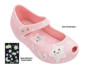 Mini Melissa Ultra25 Pink Glow In The Dark Stars MaryJane Shoes