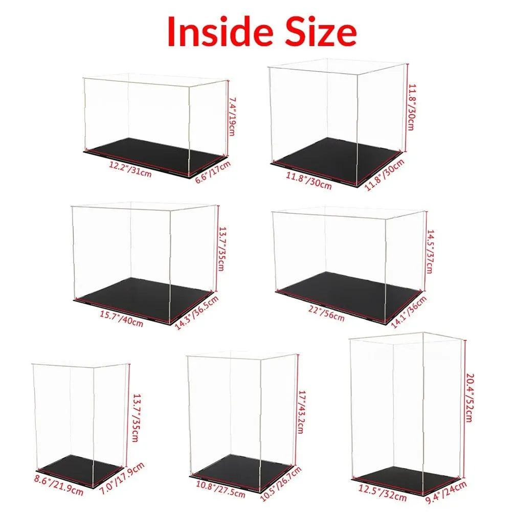 MOC NON  Display: 30/35/43/52/56cm Large Acrylic Display Case Dustproof Clear Box Cabinet for Action Figure Collectibles Model Doll Scale *A*