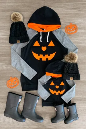 Mom & Me - Black Heart Jack-O'-Lantern Hoodie