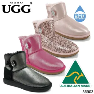 MUBO UGG Women Classic Mini Button with Swarovski Boots