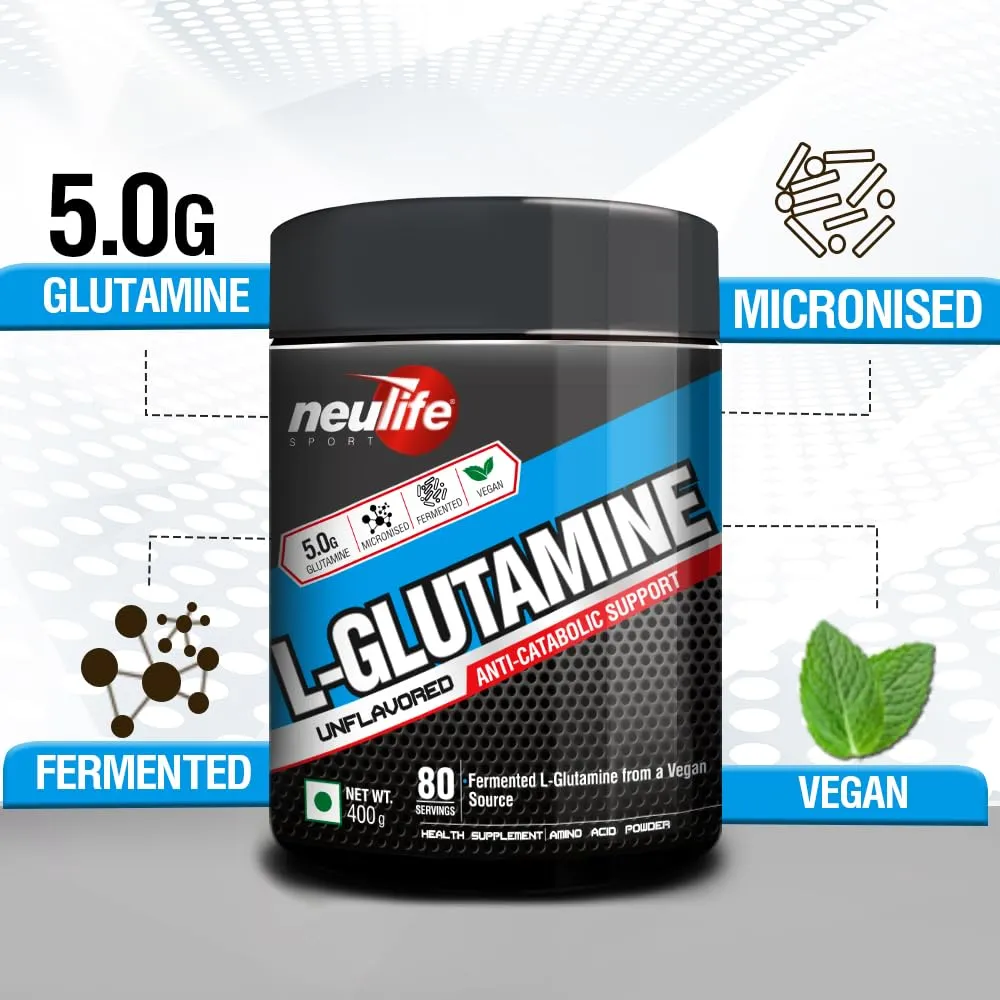 Neulife Fermented L-Glutamine Powder 400g Micronized &Vegan (Unflavored)