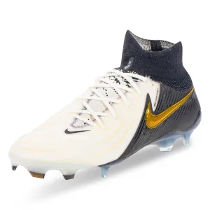 Nike Phantom Luna 2 Elite Firm Ground Soccer Cleats (White/Black/Metallic Gold Coin)