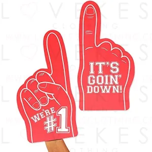 Okuna Outpost 2 Pack Foam Finger for Sporting Events, We’re Number 1, It’s Going Down (Red, 17.5 in)