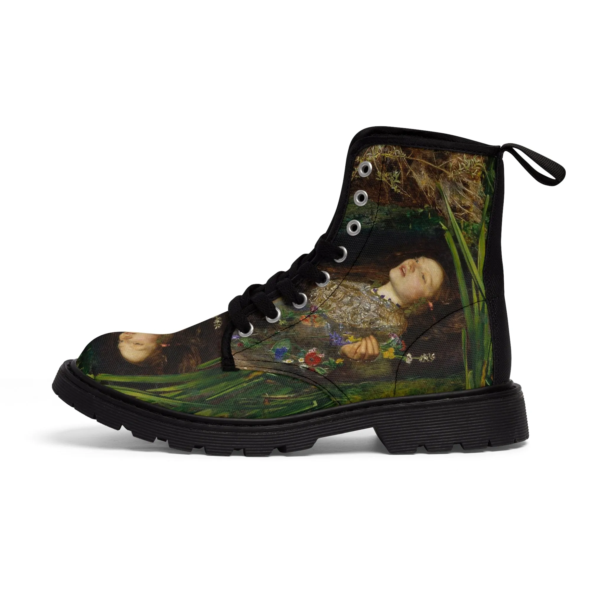 Ophelia , William Shakespeare - john everett millais Women's Canvas Boots