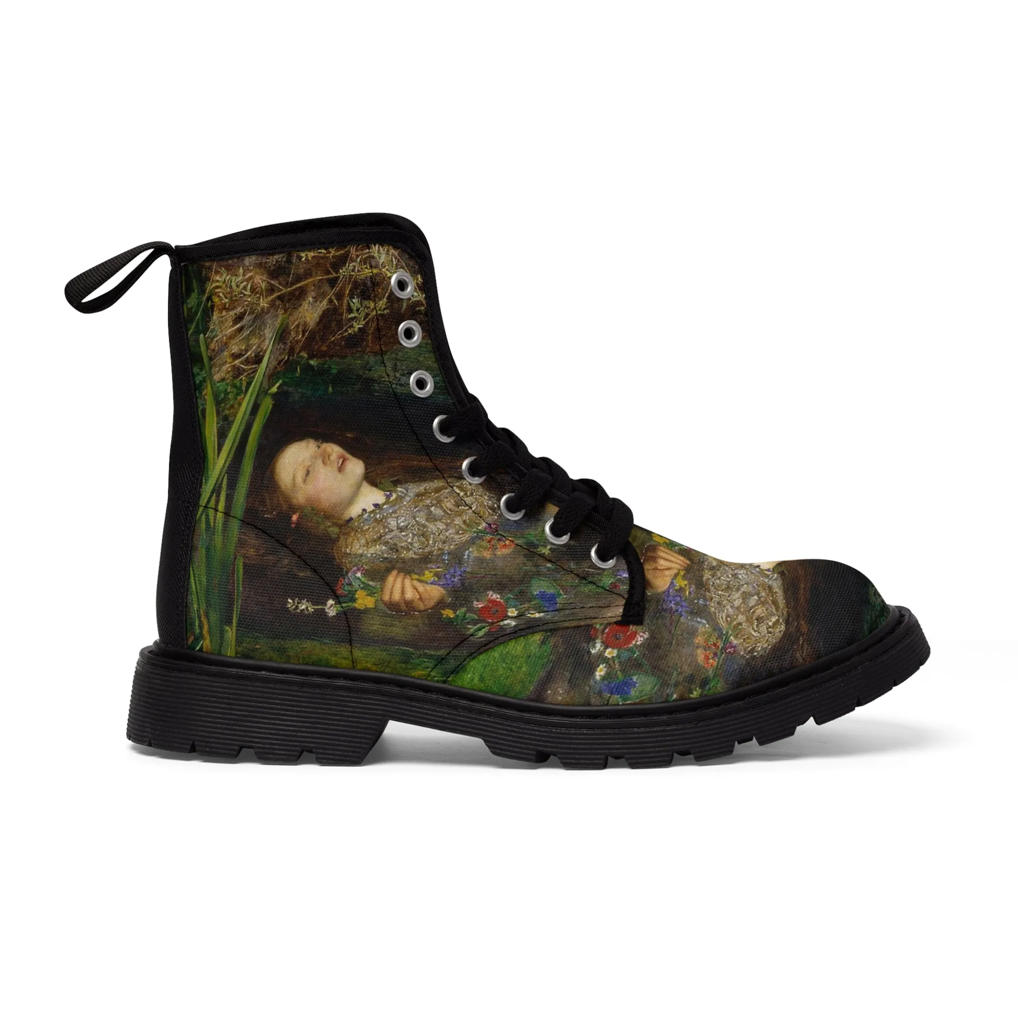 Ophelia , William Shakespeare - john everett millais Women's Canvas Boots