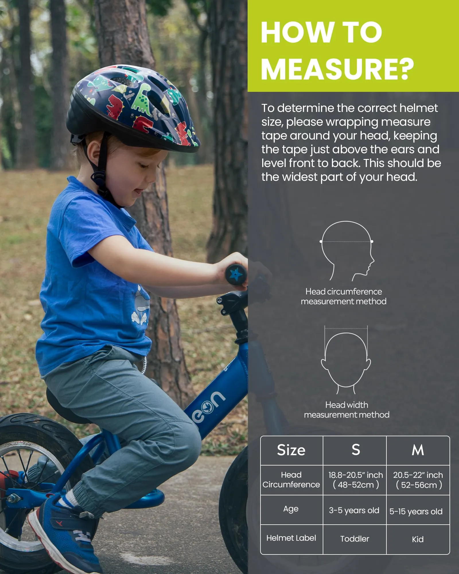 OutdoorMaster Toddler Kids Bike Helmet - Multi-Sport 2 Sizes Adjustable Helmet for Children (Age 3-11), 14 Vents for Kids Skating Cycling Scooter - Dino Volcanoland, M